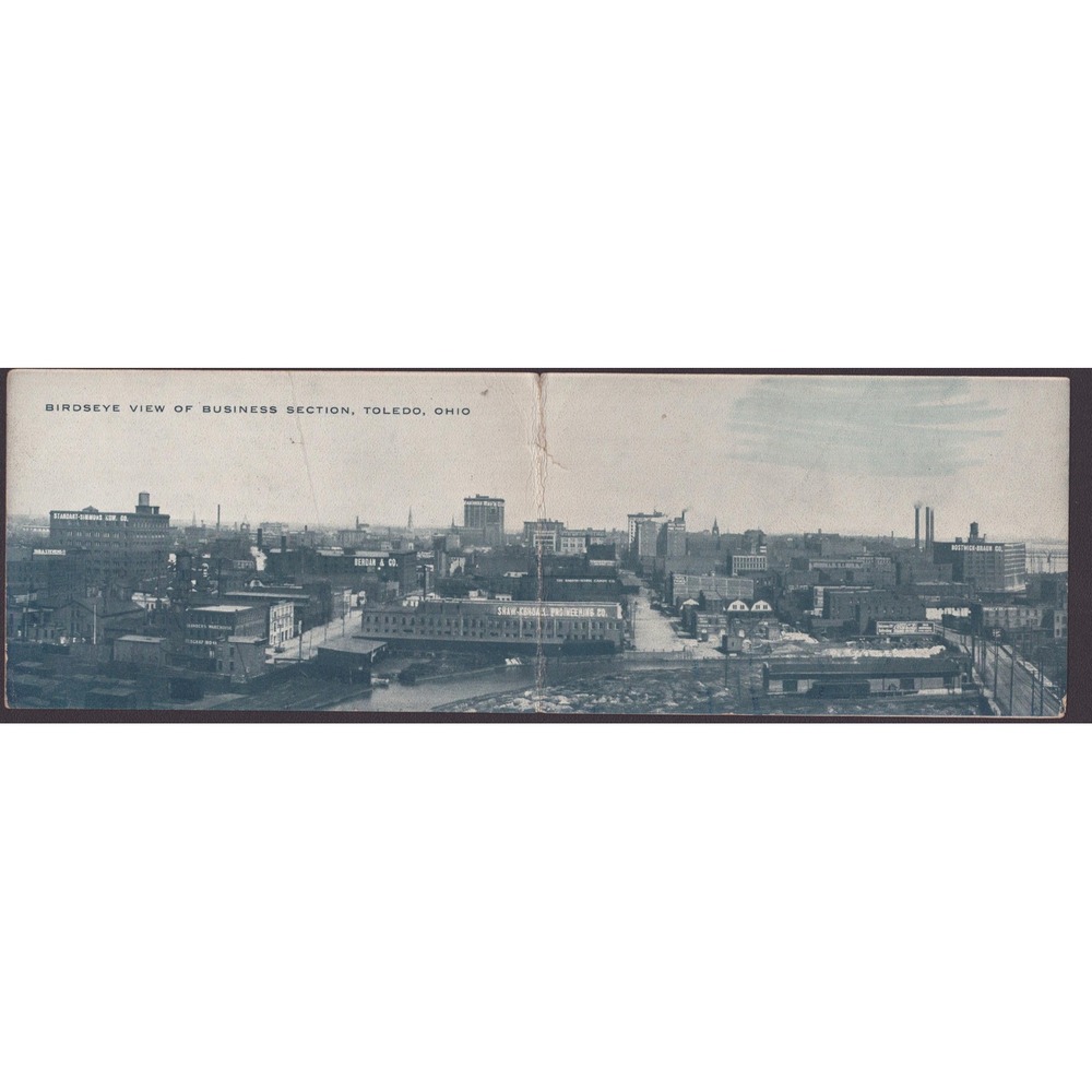 Toledo Ohio OH Panoramic Birdseye View Business Section Skyline Postcard c1910